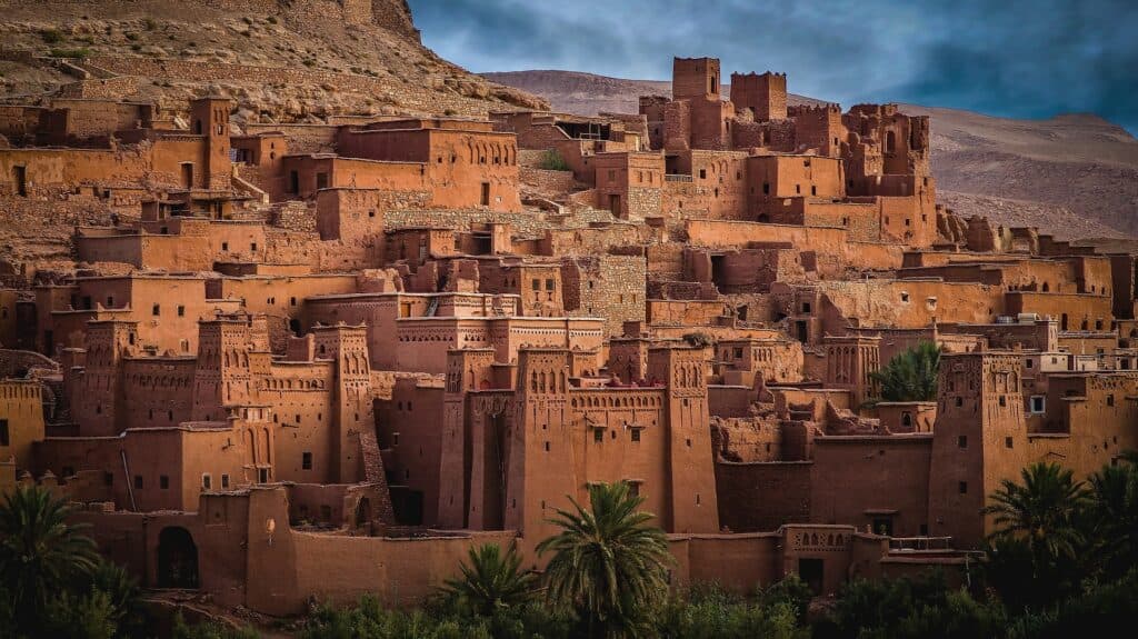 Traditional earthen buildings inside Aït Ben Haddou ksar